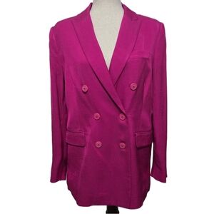 Zara Double-Breasted Fuchsia Blazer